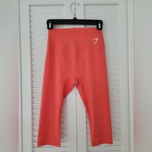Gymshark Capri Leggings Womens XS‎ Orange Crop Logo Workout